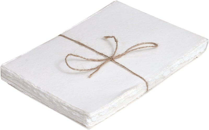 HLC 50 Pack Cotton Watercolor Paper with Deckle Edge 200 GSM Rough Textured Watercolor Paper for Writing (Off White, 9 x 12) - Image 1